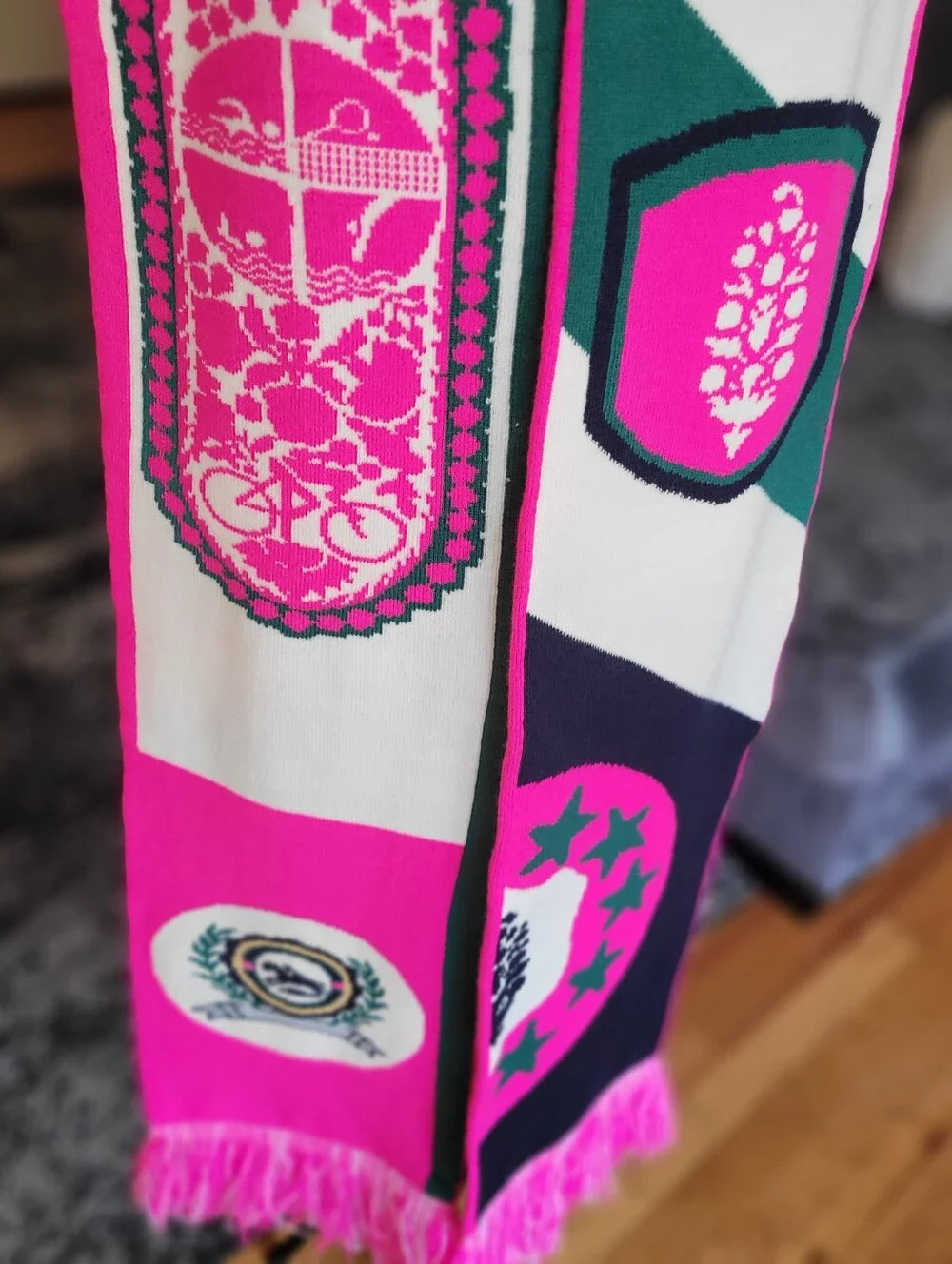 Free People Movement Big League Reversible Scarf Pink Graphic Logo Colorblock